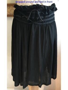 ALBERTA FERRETTI Philosophy Black Pleated Paper Bag Skirt Cotton Blend  sz 4